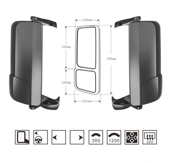 Hongli Rearview Mirror - The new Mercedes-Benz Truck Rearview Mirror SL-530EHR/L - Image 2