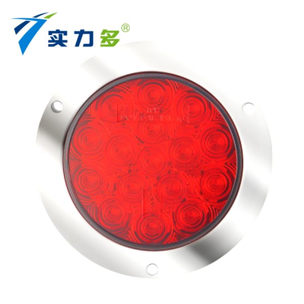 Powerful-American Truck LED Rear Light, American Round Rear Light with Stainless Steel Decorative Ring, Turn Signal SD-2021A