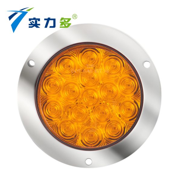 Powerful-American Truck LED Rear Light, American Round Rear Light with Stainless Steel Decorative Ring, Turn Signal SD-2021A - Image 4