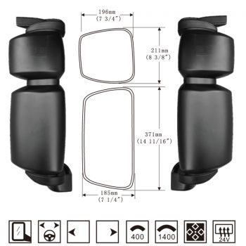 Hongli rearview mirror-suitable for Hongyan Jieshi electric defrosting rearview mirror with dual motors and dual heating SL-657EH