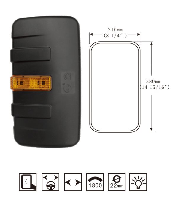 Hongli Rearview Mirror - Applicable to Delong 3000 Heavy Truck Rearview Mirror with Lighted Reversing Mirror SL-654 - Image 2