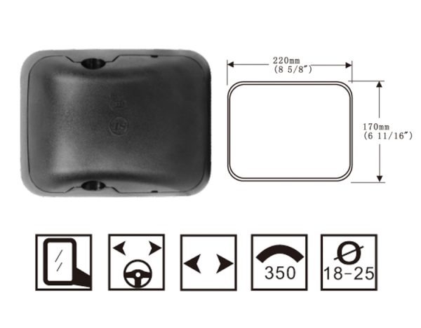 Hongli Rear View Mirror - Auman Howo Heavy Truck Rear View Mirror Reversing Mirror SL-739 - Image 3