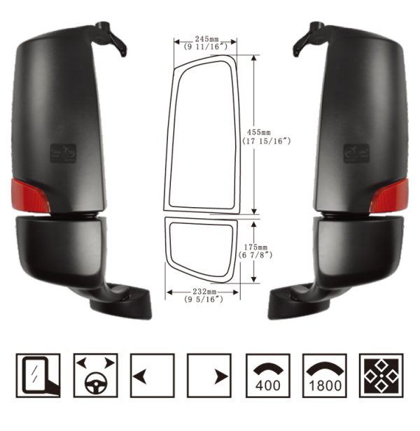 Hongli Rearview Mirror - Applicable to the rearview mirror of Sinotruk Howo A7 Beiben heavy-duty truck Delong M3000 Hongyan Jieka Dayun automobile rear-view mirror - Image 7