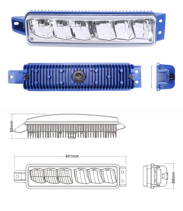 More strength-FAW truck Jiefang J6 front fog lights headlights fog lights high beam aluminum metal bottom shell car lights super bright SD-6511 - Image 2