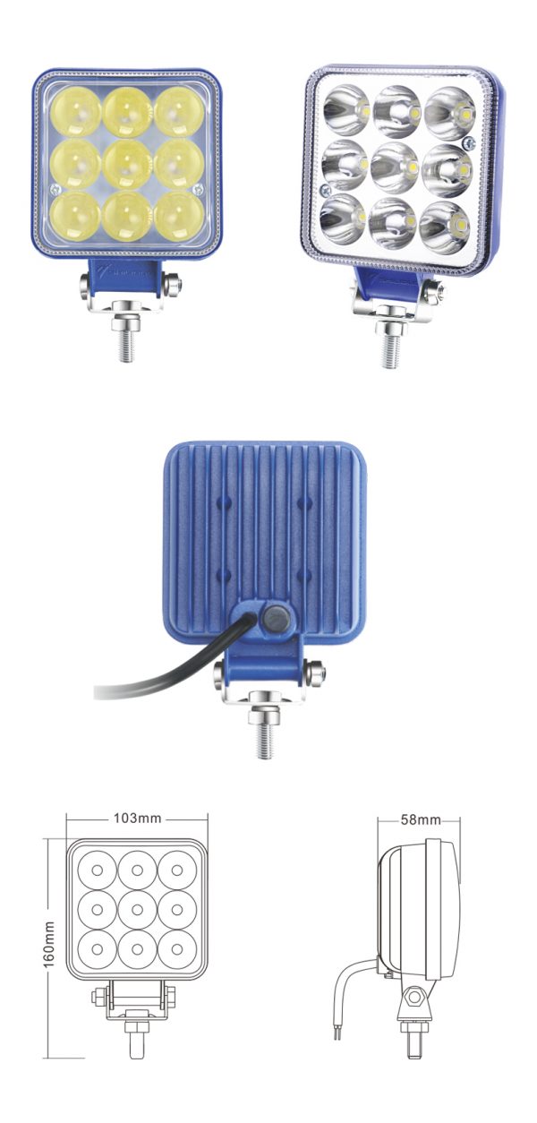 Strength-4 inch square spotlight 9 bead reflector 9 bead lens high power LED spotlight SD-3410, SD3415 - Image 5